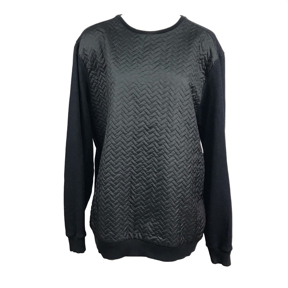 Calvin Klein Black Quilted Front Crewneck Sweater